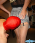 Blonde crossdress bitch gives the mystery man the most kinkiest cock sucking