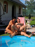 Poolside bisex orgy features hot weather and cum