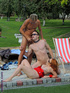 Poolside bisex orgy features hot weather and cum