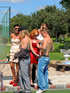 Poolside reception ends with bi cocks spraying cum