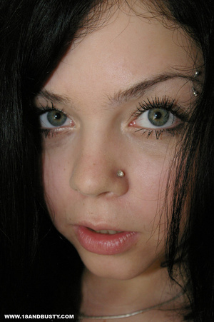 Black haired teen has smoky eyes and a r - Picture 7