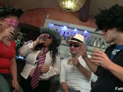 Three horny fat girls in fancy hats and glasses give - Picture 2