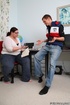 Fat teacher sucks cock and then spreads legs for guy to fuck her hard