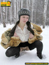 Cute white teen in fur coat, shirt and pantyhose takes an piss in the