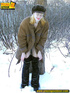 Blonde teen wearing only a coat in winter opens it to stand pissing on