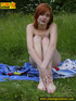 redhead chick having picnic