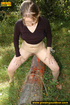 naughty chick pisses tree