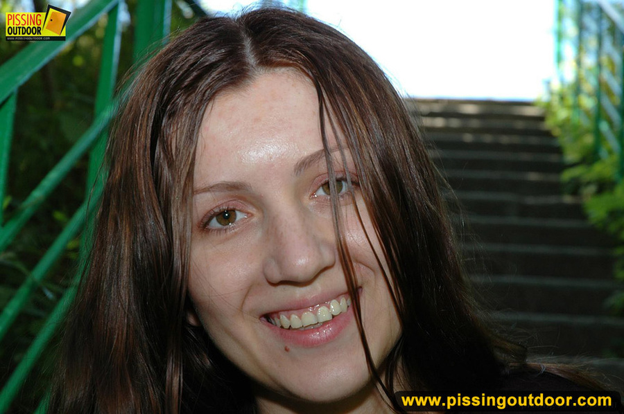 Hot chick raises short skirt to piss on steps before cleaning pussy on rails - XXXonXXX - Pic 10