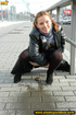 City babe cant wait to get home and bends down to piss right on the city
