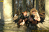 Two very sexy girlfriends taking a walk outdoors stop to piss by large