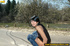 Slim tall chick with sexy booty expose ass to bend down to piss out on