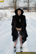 lady black coat and