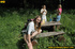 Very cute and young chick out in the woods enjoys pissing out in the woods