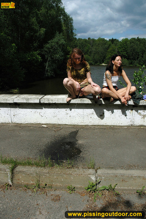 Two hot young chicks walking along river stop to pee in public - XXXonXXX - Pic 15