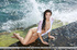 Cute aqua girl cools off as she displays her sweet pussy and tits on the