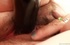 Slutty momma opens her hairy pussy real wide to shove in big black dildo