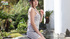 Hot cute young Asian teen strips off to get wet and uses dildo to reach