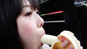 Young naughty hot Asian teen models her sexy body as she seductively eats banana - Picture 10