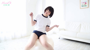 Pretty seductive young Asian teen plays with her pussy through her shorts - Picture 4
