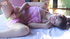 Sexy young chick in pink short dress and green thong gets rubbed on the