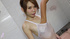 Cute young chick in see through swimsuit is seductively caressed on tits