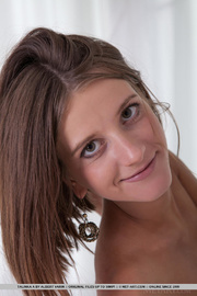White livingroom floor is perfect for naked teen