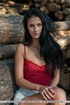 Lumber yard is the place for brunette to find hard woods