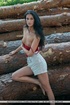Lumber yard is the place for brunette to find hard woods