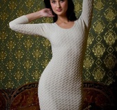 Sultry little italian temptress in tight white dress shows her wide-open