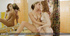 Two tantalizing brunettes pleasuring each other in the bathroom.