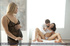 Hot sweaty threesome with two hot girls swallowing and fucking a thick