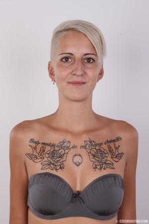 Short hair blonde with pierced nipples a - Picture 10