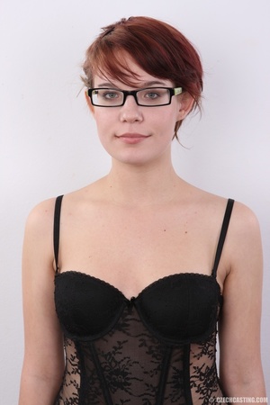 Hot red hair chick in glasses with tasty - Picture 6