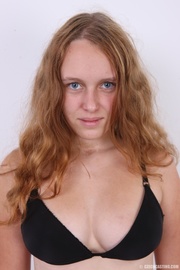 Brunette strips to reveal sweet body, soft tits, nice curves and tight pussy