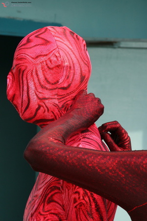 Two horny red zentai wearing chick expos - XXX Dessert - Picture 6