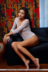 Tanned seductive babe with sexy legs, hot butt, tight cunt and lusty tits