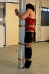 Nasty big butt whore is roped to a pole and punished