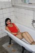 Nasty brunette gets tied and left in an old bathtub