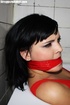 Nasty brunette gets tied and left in an old bathtub