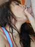 Real horny cute brunette gives a hard cock a sweet erotic suck and licking