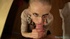 Glasses wearing hot blonde teen enjoys bending over and swallowing a big