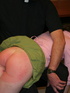 Cute brunette teen gets her juicy ass spanked by horny dad.