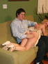 This innocent blonde teen gets her luscious ass spanked by her boyfriend.