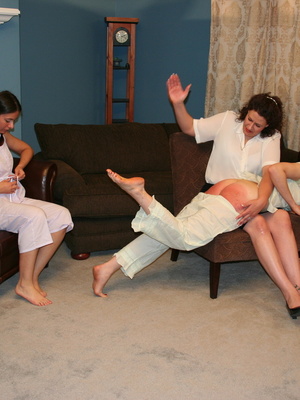 These two gorgeous whores love spanking each other before getting hardcore spanked by mother. - Picture 2