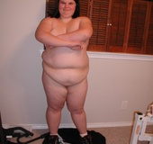 Super BBW wife taking a shower afterexposing her naked goods.