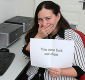 The babe in her office outfit gives him a BBW blowjob and lets him have
