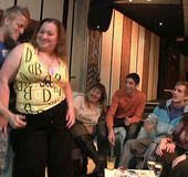 The BBW strips and gives her man a lap dance at this super hot party with