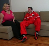 She likes the way this slender young guy makes her fat girl pussy feel