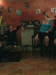 The fatties are half-naked in the bar and sucking cock - Picture 2