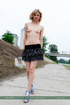 dressy blonde teen exposing